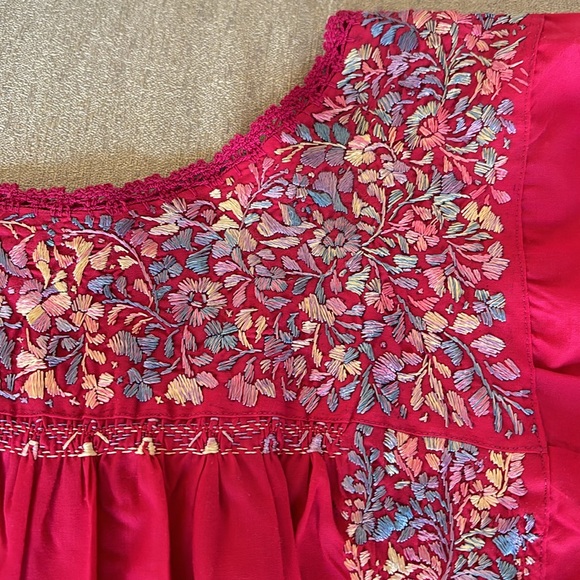 Hand embroidered mexican size small hot pink top. - Picture 2 of 3